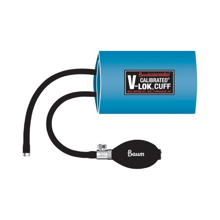 Inflation System Calibrated V-Lok® Blue Blood Pressure Cuff and Bulb Calibrated® V-Lok® Adult Arm Large Cuff 33 - 47 cm Polyester Cuff by W.A. Baum Co., Inc.  ID 1825